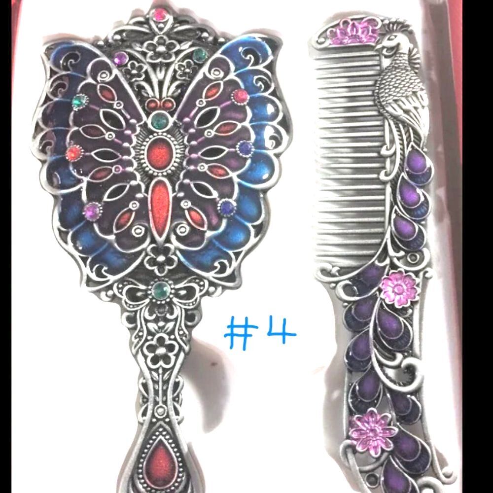 Beautiful Enamel Mirror & Comb Set -NIB - Multiple Styles Available- You… - Picture 4 of 9